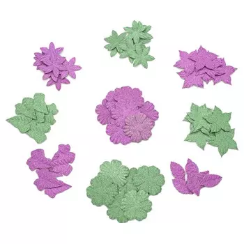 Набор бумажных лепестков с блестками 'Фиолетово-зеленый микс' 72 шт