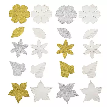 Набор бумажных лепестков с блестками 'Серебрянно-золотой микс' 80шт Астра