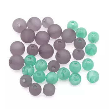 Набор бусин полупрозрачных 8,10мм, 20гр*3упак, оливкого-серый микс