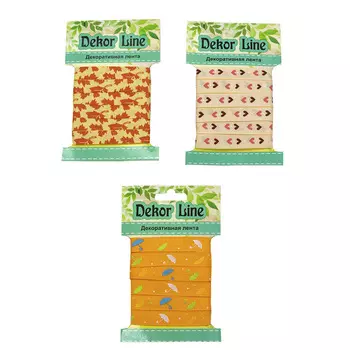 Набор декоративных лент с принтом 10 мм (3 упак по 3м), Оранжевое ассорти