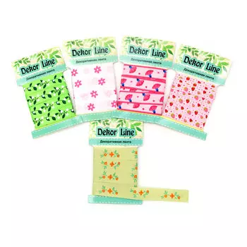 Набор декоративных лент с принтом (5 упак по 3м), Ассорти 4 'Летний'