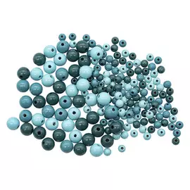 Набор деревянных бусин, бирюзовый микс 6-10мм, 165шт, Glorex