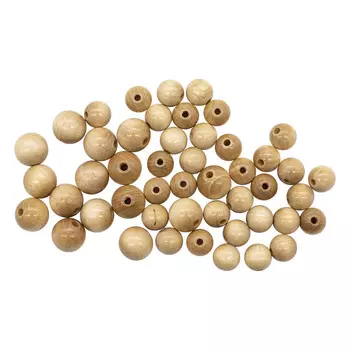 Набор деревянных бусин, натуральный цвет 12-15мм, 42шт, Glorex