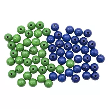 Набор деревянных бусин, зеленый и голубой цвета, 12мм, 56шт, Glorex