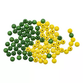 Набор деревянных бусин, зеленый и желтый цвета, 10мм, 94шт, Glorex