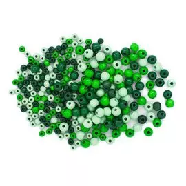 Набор деревянных бусин, зеленый микс 4-6мм, 273шт, Glorex