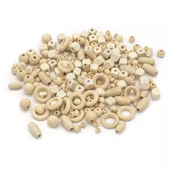 Набор деревянных неокрашенных бусин МИКС, 6-20 мм, 138 (+/- 6) шт, Astra&amp;Craft