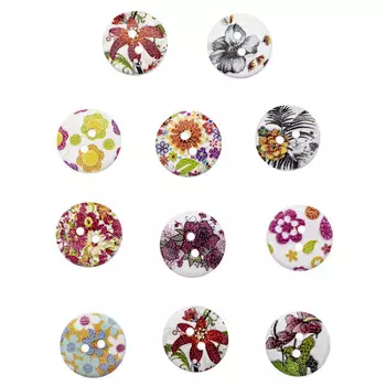 Набор деревянных пуговиц 'Цветочки-лепесточки' 18мм 100шт