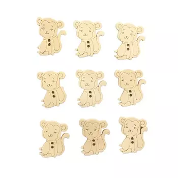 Набор деревянных пуговиц для скрапбукинга 'Обезьянка', 25 мм