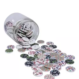 Набор деревянных пуговиц «Мелкие цветочки», 100 шт, 18 мм