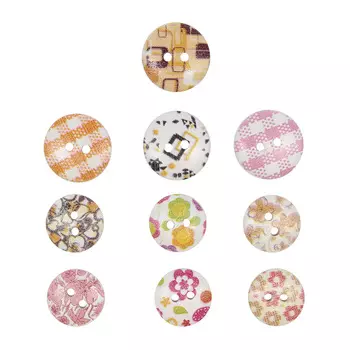 Набор деревянных пуговиц Орнаменты №6, 15-18мм, 100шт