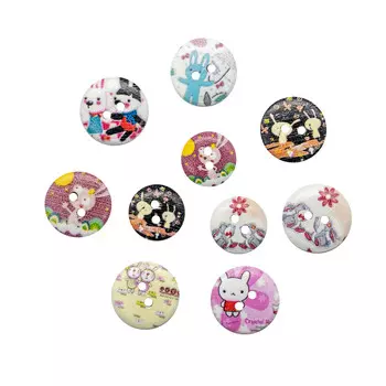 Набор деревянных пуговиц 'Зайчики', 15-18мм, 100шт