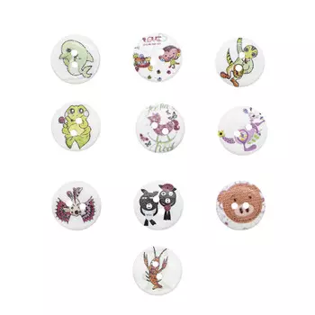 Набор деревянных пуговиц 'Животный мир', 18мм, 100шт