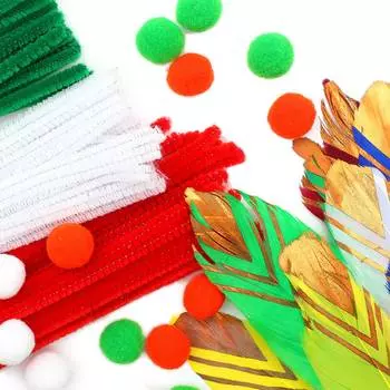 Набор для детского творчества (синель, помпоны, перья)