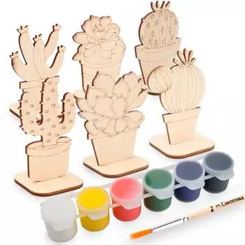 Набор для раскрашивания деревянных заготовок 'Кактусы'