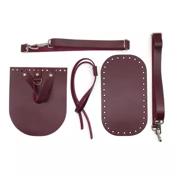 Набор для рюкзака (клапан с ручкой и держателем 17*20см. дно 23*13см. утяжка 0,9*80см. лямки 2*80см), 100% кожа, Hobby&amp;Pro (бордо)