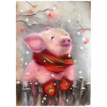 Набор для валяния (живопись цветной шерстью) 'Первый снег' 21x29,7см (А4)