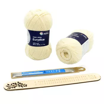 Набор для вязания носков с линейкой для определения размера, 02 белый