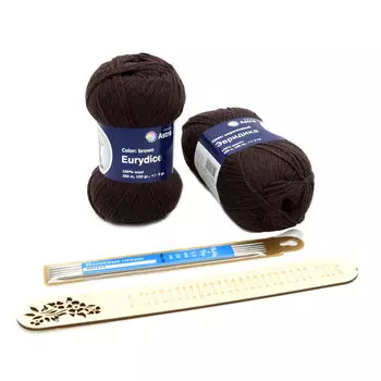 Набор для вязания носков с линейкой для определения размера, 17 коричневый