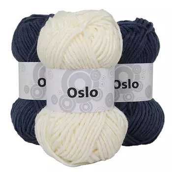 Набор для вязания шапки 'Oslo' 3*50гр, 3*50м (70% полиакрил, 30% шерсть) (синий и белый)