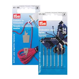 Набор игл со скругленным острием (24-26) и нитевдеватель для мулине, Prym
