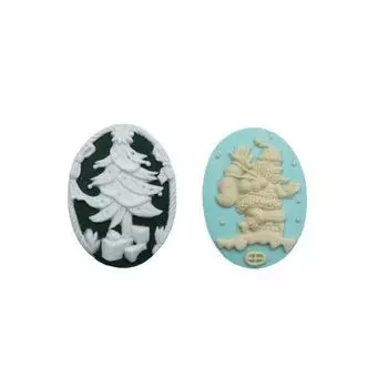 Набор камей 2шт SCB240001001 Дед Мороз и Новогодняя ель