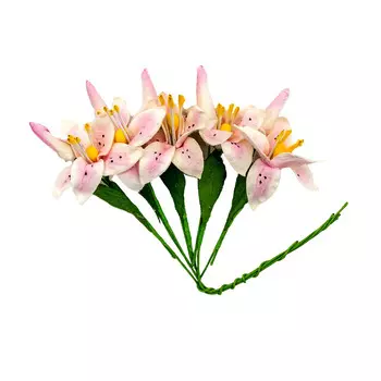 Набор лилии с бутоном, 5шт SCB2903 (02 розово-белые)