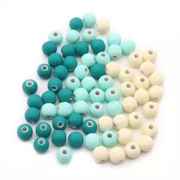 Набор матовых бусин 8мм, 20гр*3упак, бело-мятно-морской микс