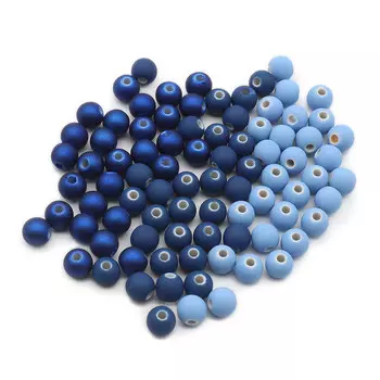 Набор матовых бусин 8мм, 20гр*3упак, оттенки синего