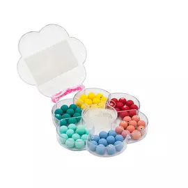 Набор матовых бусин 'Цветок', 12мм, 6 цветов, 60шт, Астра