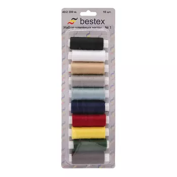 Набор ниток 40/2 200 м., Ассорти, упак./10 шт., Bestex (1)