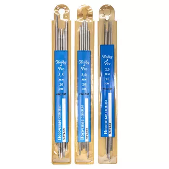 Набор носочных металлических спиц для вязания 2,00мм-3,50мм, Hobby&amp;Pro