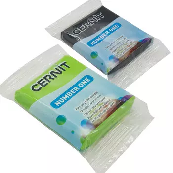 Набор пластики полимерной запекаемой 'Cernit № 1' 56-62 гр. 2 шт, 100 черный/611 светло-зеленый