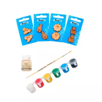 Набор пуговиц для раскрашивания 'Африканские животные 1' (2-3см), с красками, Astra&amp;Craft