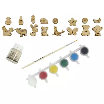 Набор пуговиц для раскрашивания 'Ассорти' (2-3см), с красками