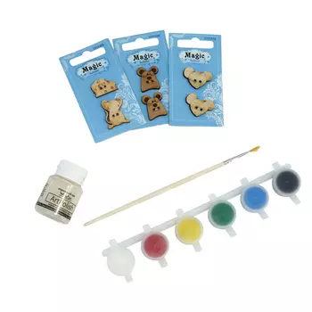 Набор пуговиц для раскрашивания 'Мышки' (2-3см), с красками, Astra&amp;Craft