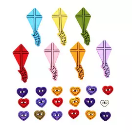 Набор пуговиц 'Воздушные змеи и сердца', Buttons Galore &amp; More