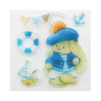 Набор штампов 10,5*10,5см Морская прогулка (зайчик с корабликом) SCB4902004