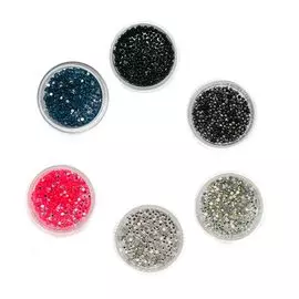 Набор страз без клея 2мм, 6 цветов, 2500( +/- 10) шт, Cristyle