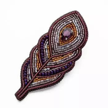НБР-18007 Набор для вышивания бисером: Брошь «Перо сиреневое»