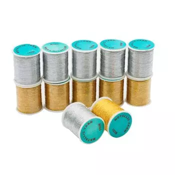 Нитки люрекс 0212-3303, 100м, упак/12 шт, золото/серебро