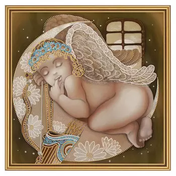 НК1189 Набор для вышивания бисером 'Нова Слобода' 'Амурчик на ромашковой луне', 35x35 см