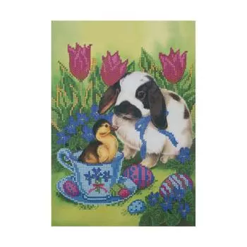 НР-3007 Канва с рисунком для вышивания бисером 'Пасхальная встреча' Hobby&amp;Pro 20*28см