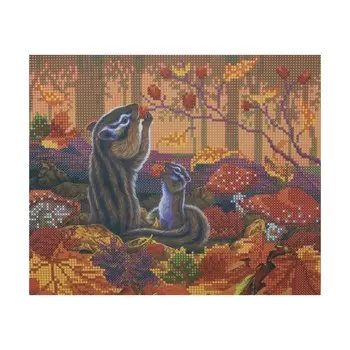 НР-3017 Канва с рисунком для вышивания бисером 'Бурундучки' Hobby&amp;Pro 25*20см