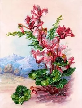 НР-3021 Канва с рисунком для вышивания бисером 'Цикломены' Hobby&amp;Pro 20*27см