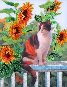 НР-3037 Канва с рисунком для вышивания бисером 'В подсолнухах' Hobby&amp;Pro 30*39см