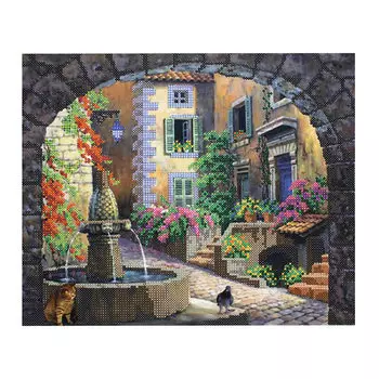 НР-3082 Канва с рисунком для вышивания бисером 'Встреча у фонтана' Hobby&amp;Pro 30*24см