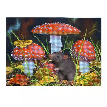 НР-3089 Канва с рисунком для вышивания бисером 'В мухоморах' Hobby&amp;Pro 25*20см