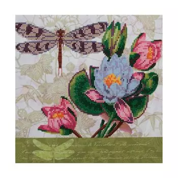 НР-3109 Канва с рисунком для вышивания бисером 'Кувшинки и стрекоза' Hobby&amp;Pro 42*48см