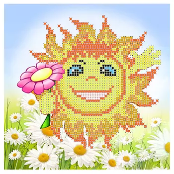 НР-3 Ткань с нанесенным рисунком, схемой для вышивания бисером 'Солнышко' 20*20 см